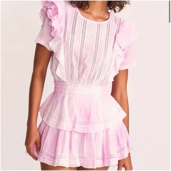 LoveShackFancy Natasha Ruffled Mini Dress - Picture 1 of 16